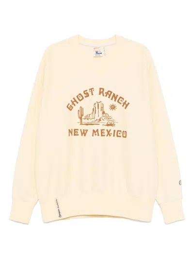 Champion Light Yellow Crewneck Printed Sweatshirt