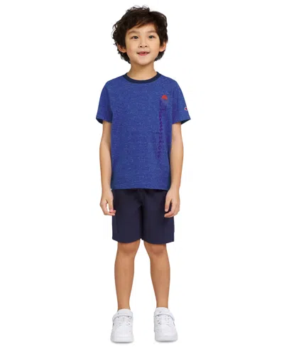Champion Kids' Little Boys Logo Graphic T-shirt & Shorts, 2 Piece Set In Surf The Web