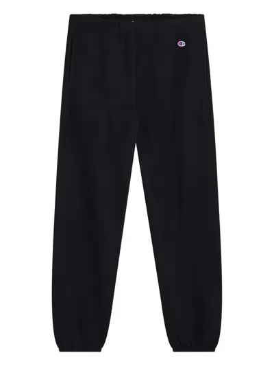 Champion Navy Blue Cotton Jogging Trousers In Black