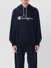 Champion Logo Fleece Hooded Sweatshirt Relaxed Fit In Blue
