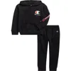 Champion Logo Fleece Hoodie & Joggers Set In Black