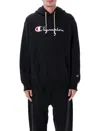 Champion Reverse Weave Logo Hoodie In Black