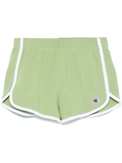 Champion Logo-patch Cotton Shorts In 绿色