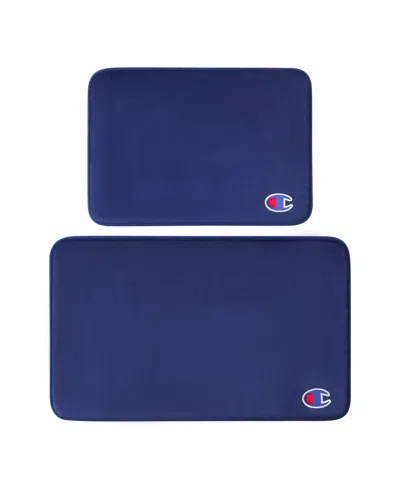 Champion Logo Patch Memory Foam 2-piece Bath Mat Set In Blue