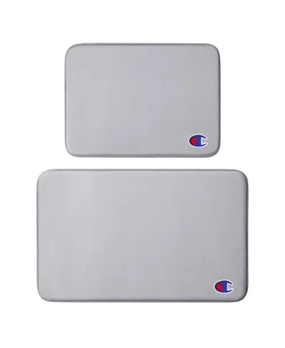 Champion Logo Patch Memory Foam 2-piece Bath Mat Set In Gray