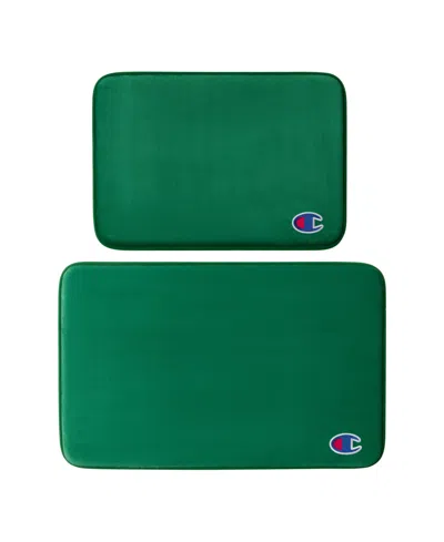 Champion Logo Patch Memory Foam 2-piece Bath Mat Set In Green