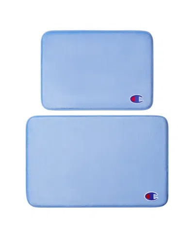 Champion Logo Patch Memory Foam 2-piece Bath Mat Set In Blue