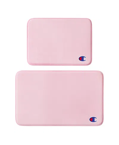 Champion Logo Patch Memory Foam 2-piece Bath Mat Set In Pink