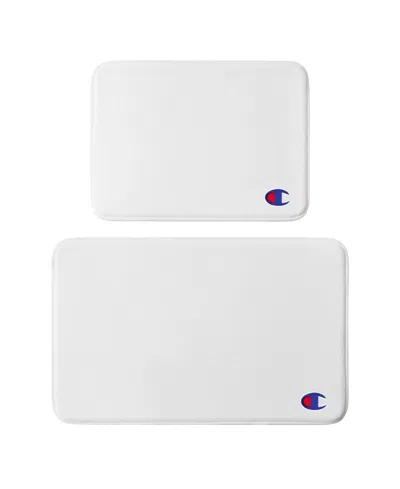 Champion Logo Patch Memory Foam 2-piece Bath Mat Set In White