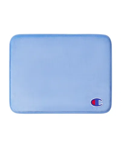 Champion Logo Patch Memory Foam Bath Mat, 17" X 24" In Blue