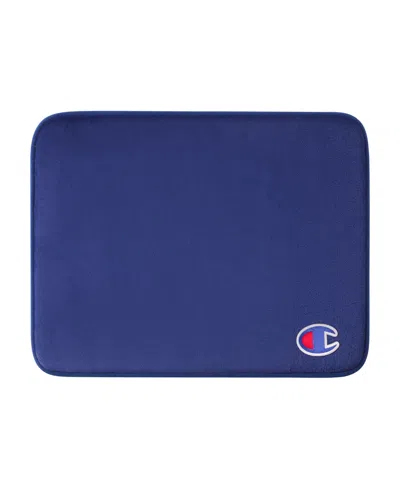 Champion Logo Patch Memory Foam Bath Mat, 17" X 24" In Blue