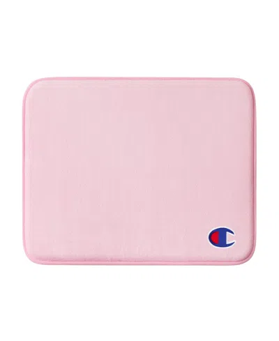 Champion Logo Patch Memory Foam Bath Mat, 17" X 24" In Pink