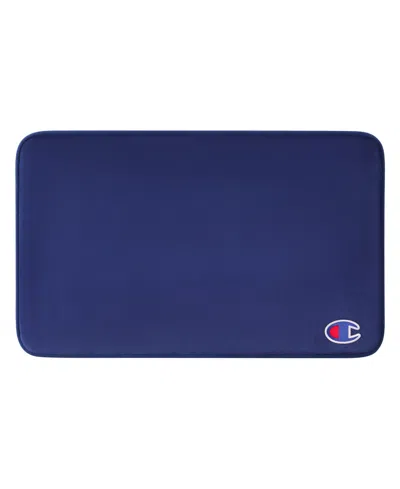 Champion Logo Patch Memory Foam Bath Mat, 20" X 32" In Blue