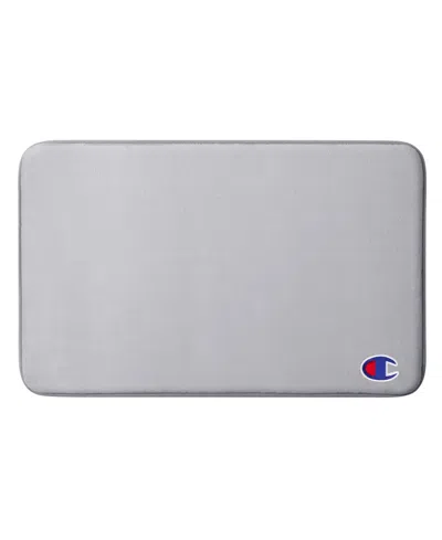 Champion Logo Patch Memory Foam Bath Mat, 20" X 32" In Gray