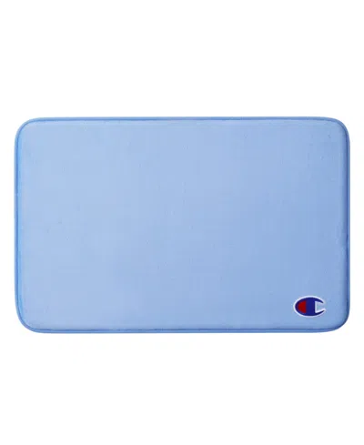 Champion Logo Patch Memory Foam Bath Mat, 20" X 32" In Blue
