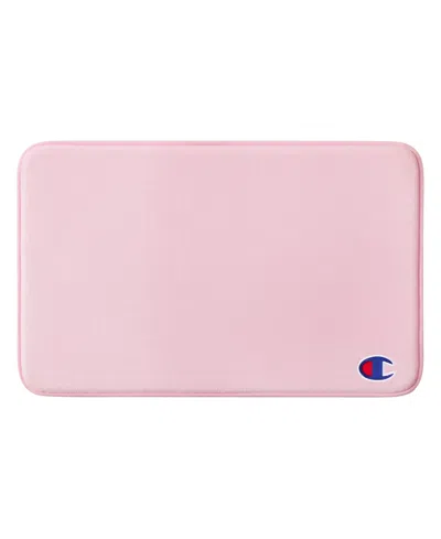 Champion Logo Patch Memory Foam Bath Mat, 20" X 32" In Pink