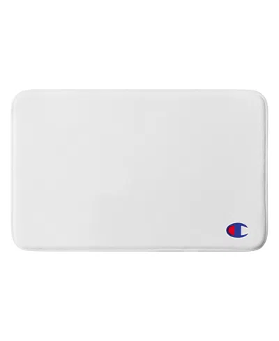 Champion Logo Patch Memory Foam Bath Mat, 20" X 32" In White