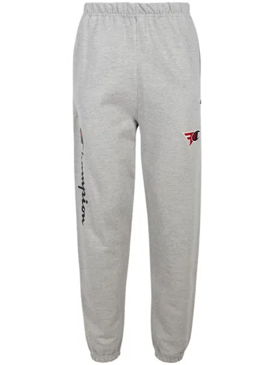 Champion Logo-print Cotton Track Trousers In Grey