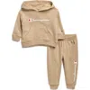 Champion Babies'  Logo Print Hoodie & Joggers Set In Brown