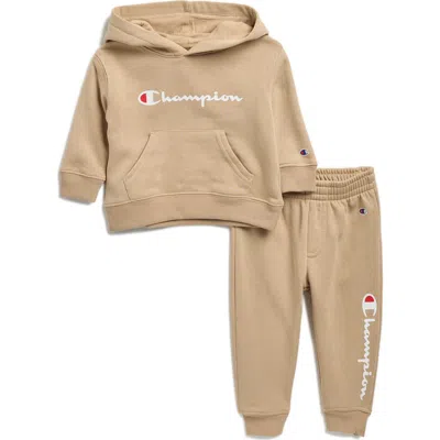 Champion Babies'  Logo Print Hoodie & Joggers Set In Brown