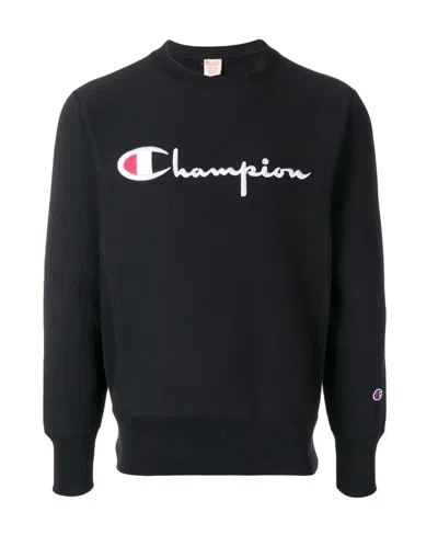 Champion Logo Print Pattern Sweatshirt In Black
