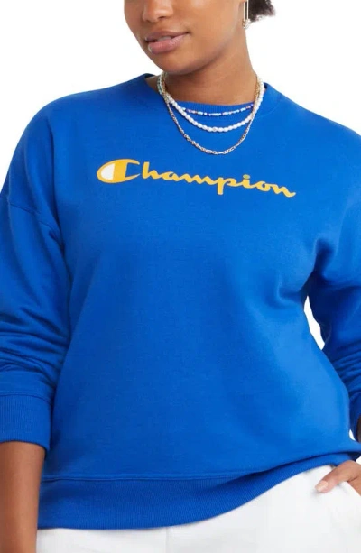 Champion Logo Sweatshirt In Deep Dazzling Blue