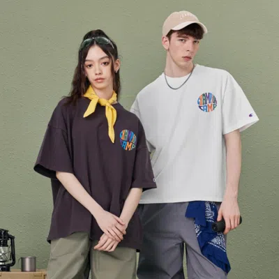 Champion 【品牌直营】休闲情侣款胶印变形logo 圆领短袖t恤