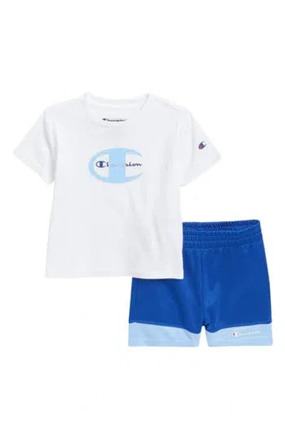Champion Babies'  Logo T-shirt & Mesh Shorts Set In White