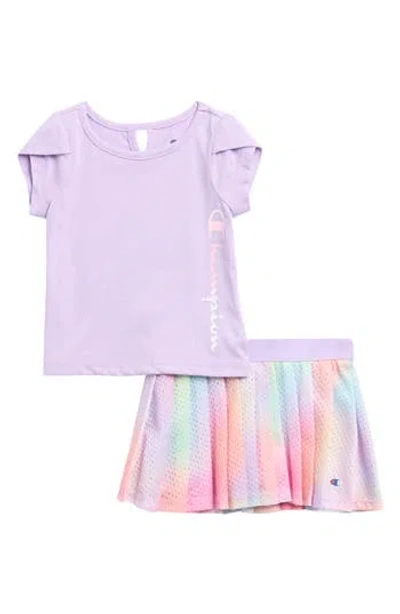 Champion Babies'  Logo T-shirt & Mesh Skort Set In Purple