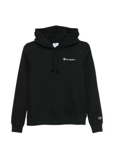 Champion Logo-embroidered Drawstring Hoodie In Black