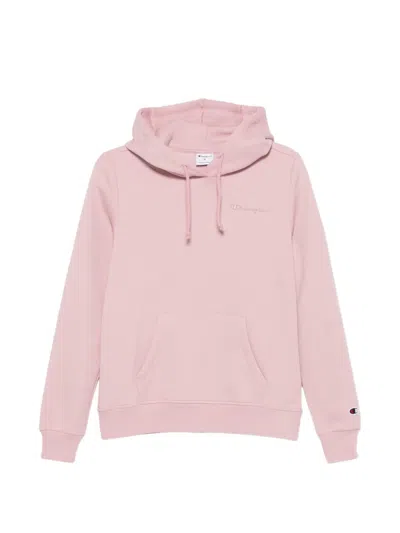 Champion Logo-embroidered Hoodie In Pink
