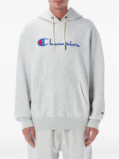 Champion Reverse Weave Relaxed Fit Hoodie With Embroidered Chest Logo In Neutral