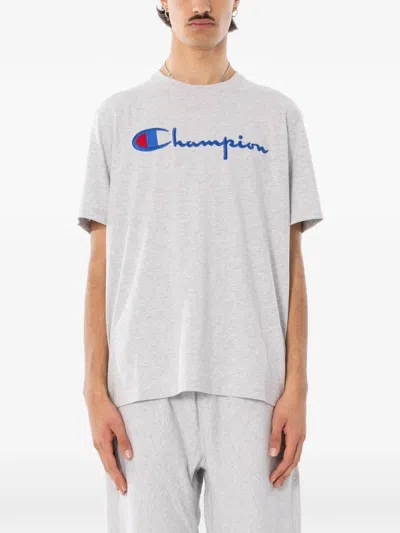 Champion Logo-embroidered T-shirt In Gray