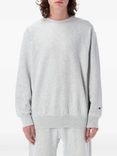 Champion Logo-patch Crew-neck Sweater In Gray