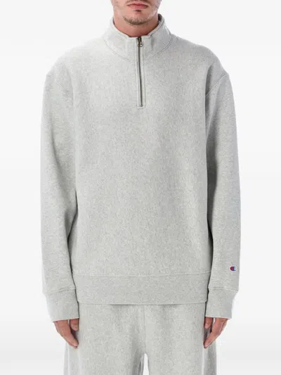CHAMPION LOGO-PATCH QUARTER-ZIP SWEATER