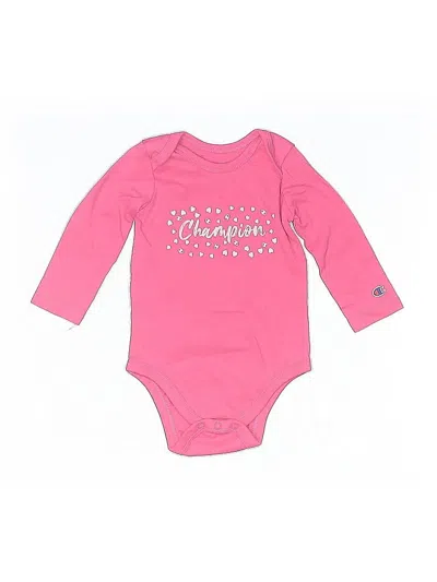 Pre-owned Champion Babies' Long Sleeve Onesie In Pink
