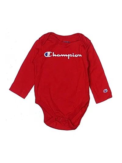 Pre-owned Champion Babies' Long Sleeve Onesie In Red
