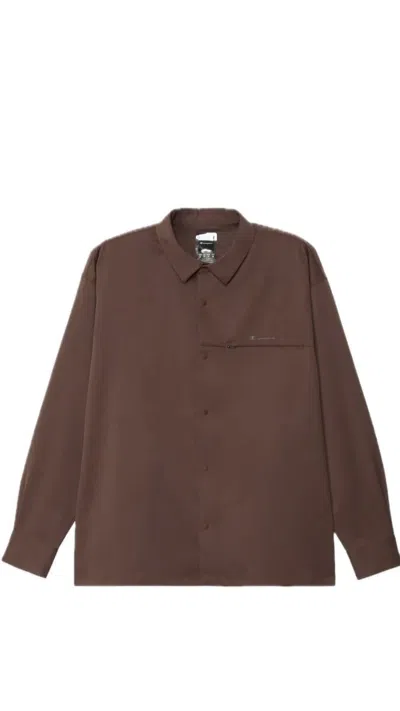 Champion Long Sleeve Shirt Custom Fit Black Edition In Brown