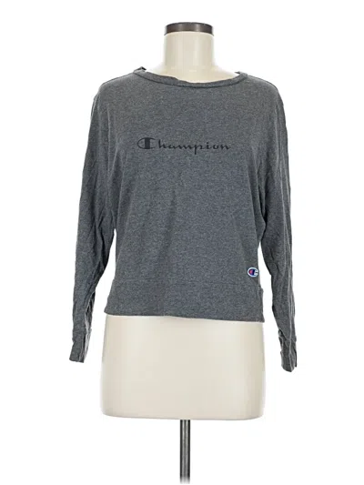 Pre-owned Champion Long Sleeve Top Gray Crew Neck Tops