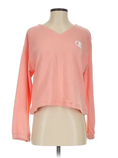 Pre-owned Champion Long Sleeve Top Orange V Neck Tops