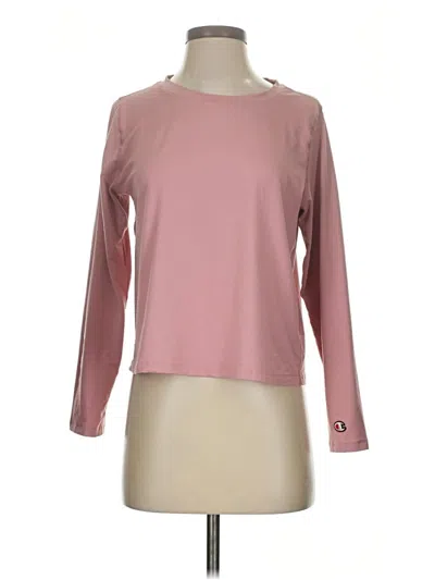 Pre-owned Champion Long Sleeve Top Pink Boatneck Tops