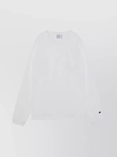 Champion Long Sleeved Crew Neck T-shirt With Chest Pocket In White