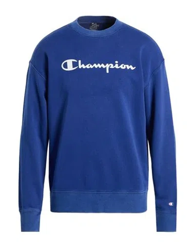 Champion Man Sweatshirt Blue Size L Cotton, Polyester