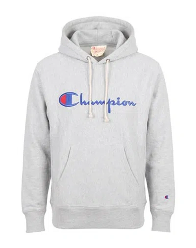 Champion Man Sweatshirt Grey Size M Cotton, Polyester In Gray