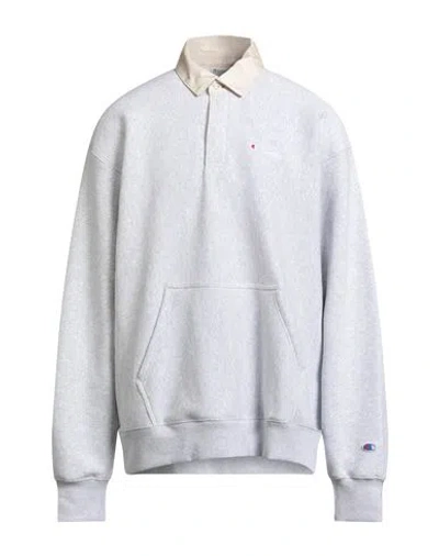 Champion Man Sweatshirt Light Grey Size Xl Cotton, Polyester In White