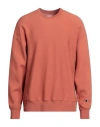 Champion Man Sweatshirt Rust Size L Cotton, Polyester In Red