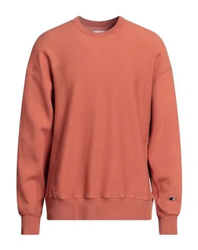 Champion Man Sweatshirt Rust Size L Cotton, Polyester In Red