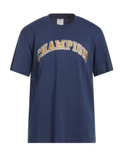 Champion Man T-shirt Navy Size Xl Cotton In Blue