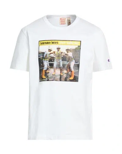 Champion Man T-shirt Off White Size L Cotton
