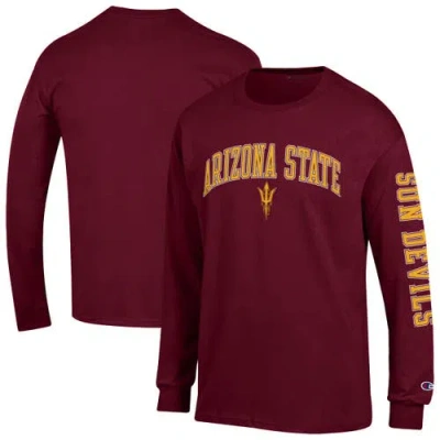 Champion Maroon Arizona State Sun Devils Arch Over Logo 2-hit Long Sleeve T-shirt In Burgundy